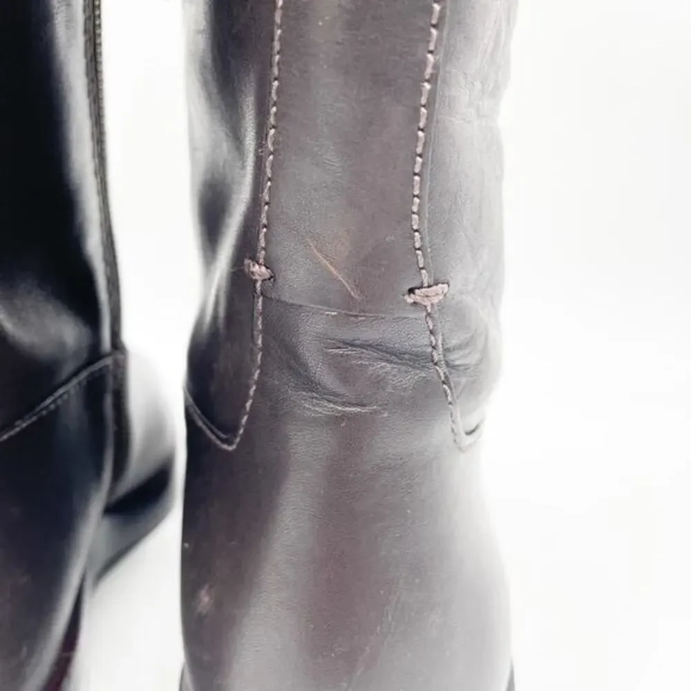 Tory Burch‎ Women's The Riding Boot Logo Embossed Coconut Brown Size 6M
